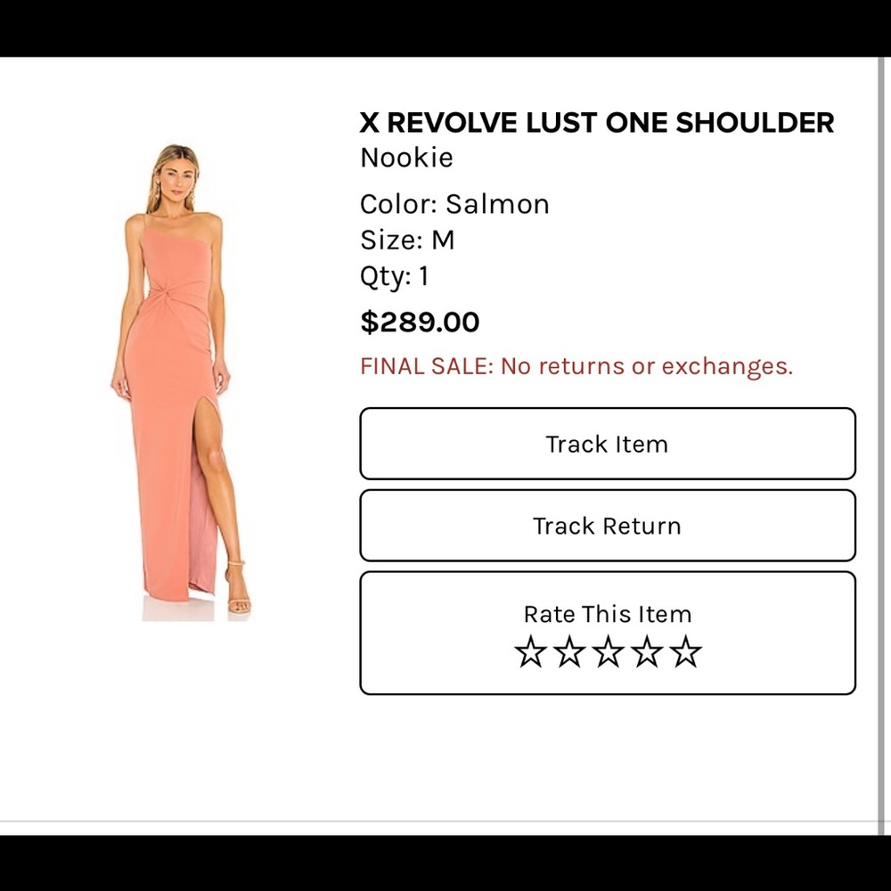 nookie lust one shoulder dress. Only worn once.